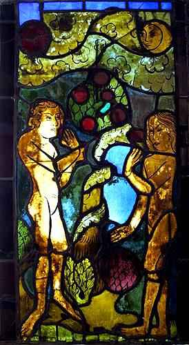 La chute, vitrail de la MarienKirche, Frankfurt an der Oder