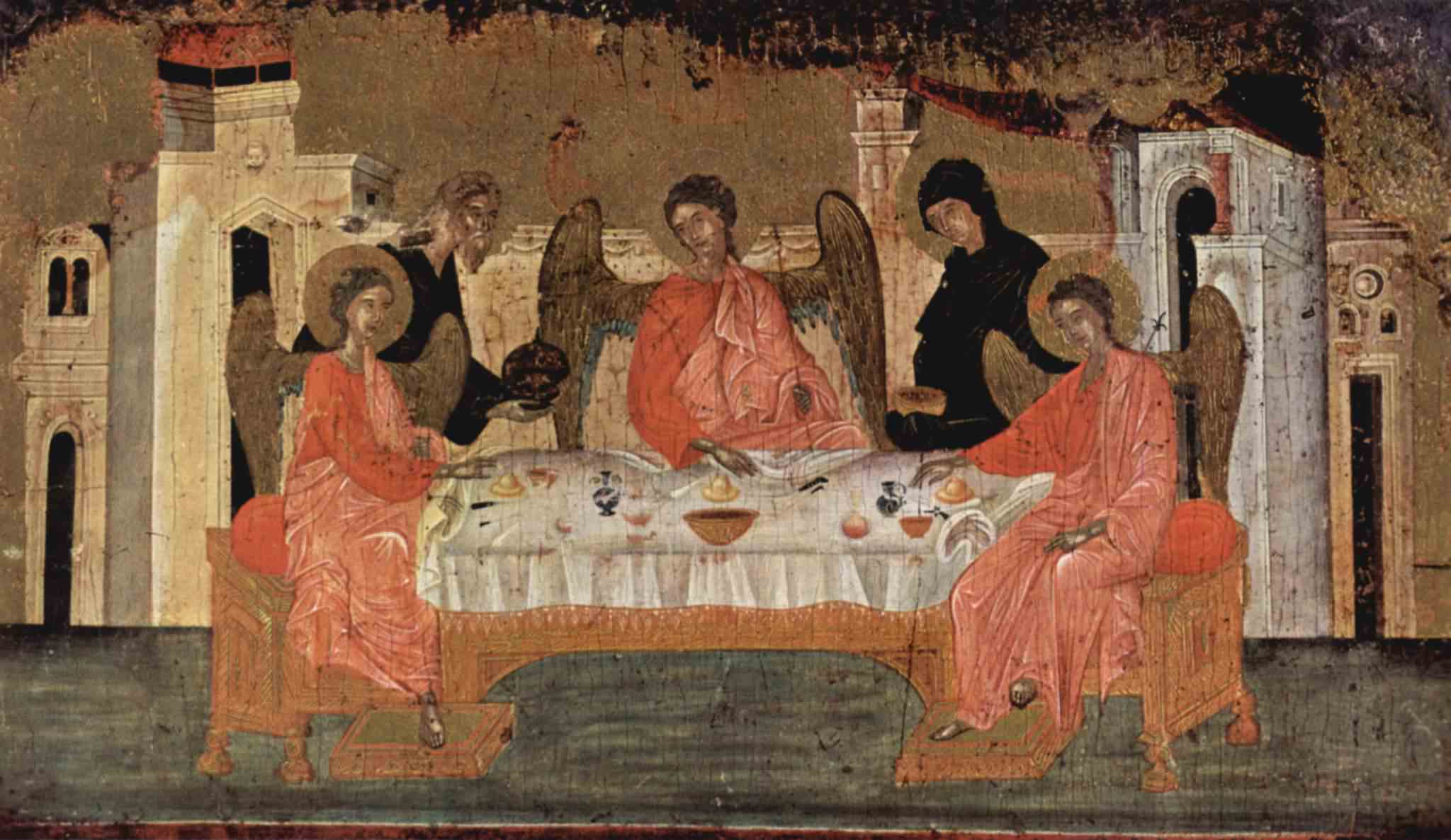 Visite des trois anges à Abraham et leur hospitalité (Yorck Project)